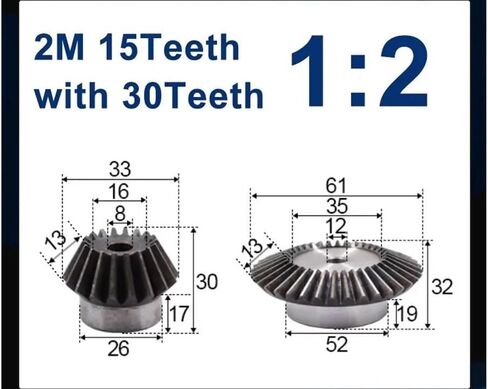 1 مجموعة مائلة العتاد 2 المعامل 15 أسنان+30 أسنان 1: 2 15T 2MOD 15T: 30T مع ثقب العملية 90 ° تروس الصلب (1 مجموعة 2M 15T-30T) in Saudi Arabia