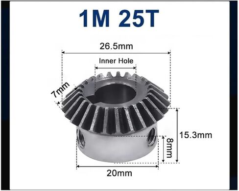 1pc 1 Modulus 25 Teeth 1M 25T Bevel Gear Inner Hole 6mm 8mm 10mm 12mm Metal Gears 90 Degrees(10mm Keyway 4mm,12pcs 1M 25 Teeth) in Saudi Arabia