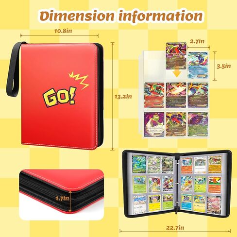 9 Pocket Card Binder Premium Trading Card Binder Holds 720 Cards, Heavy-Duty PU Leather with Secure Zipper for MTG, TCG, Game Sports & Football Cards Collectible Trading Card Albums for Gifts in Kuwait