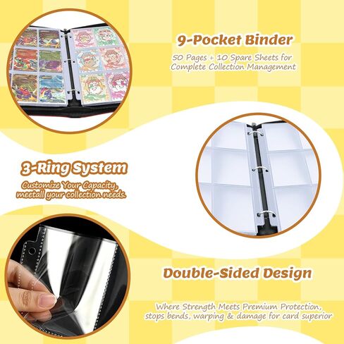9 Pocket Card Binder Premium Trading Card Binder Holds 720 Cards, Heavy-Duty PU Leather with Secure Zipper for MTG, TCG, Game Sports & Football Cards Collectible Trading Card Albums for Gifts in Kuwait