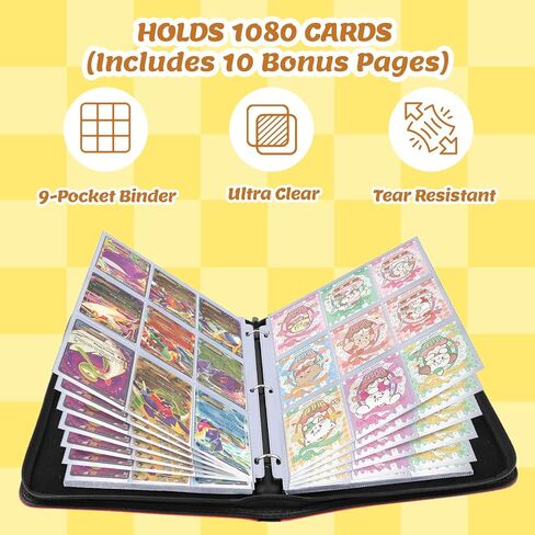 9 Pocket Card Binder Premium Trading Card Binder Holds 720 Cards, Heavy-Duty PU Leather with Secure Zipper for MTG, TCG, Game Sports & Football Cards Collectible Trading Card Albums for Gifts in Kuwait