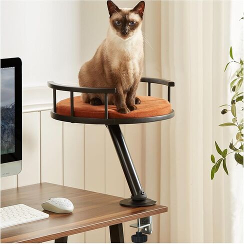سرير Double Cat Desk - مرفق سطح المكتب اثنين من القطط للمكتب المنزلي ، سرير أرجوحة داخلي قابل للدوران ، 2 عش مرتفعة للطاولة ، القطط المزدوجة مشبك المشبك للمطاولة (أسود) in Kuwait