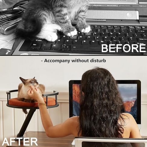 سرير Double Cat Desk - مرفق سطح المكتب اثنين من القطط للمكتب المنزلي ، سرير أرجوحة داخلي قابل للدوران ، 2 عش مرتفعة للطاولة ، القطط المزدوجة مشبك المشبك للمطاولة (أسود) in Kuwait