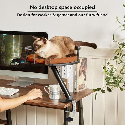 سرير Double Cat Desk - مرفق سطح المكتب اثنين من القطط للمكتب المنزلي ، سرير أرجوحة داخلي قابل للدوران ، 2 عش مرتفعة للطاولة ، القطط المزدوجة مشبك المشبك للمطاولة (أسود) in Kuwait