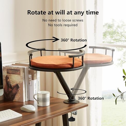 سرير Double Cat Desk - مرفق سطح المكتب اثنين من القطط للمكتب المنزلي ، سرير أرجوحة داخلي قابل للدوران ، 2 عش مرتفعة للطاولة ، القطط المزدوجة مشبك المشبك للمطاولة (أسود) in Kuwait