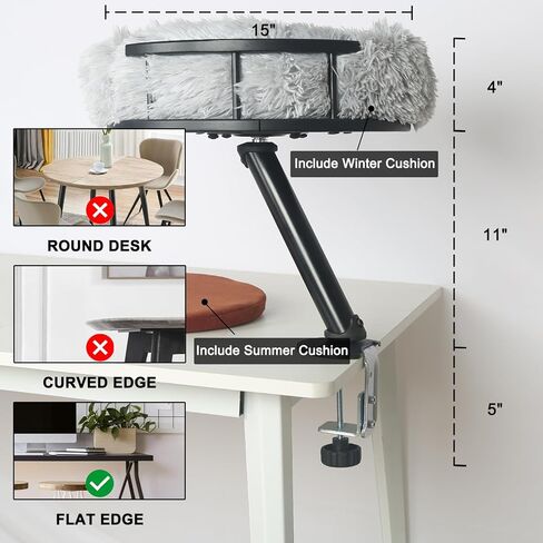 سرير Double Cat Desk - مرفق سطح المكتب اثنين من القطط للمكتب المنزلي ، سرير أرجوحة داخلي قابل للدوران ، 2 عش مرتفعة للطاولة ، القطط المزدوجة مشبك المشبك للمطاولة (أسود) in Kuwait