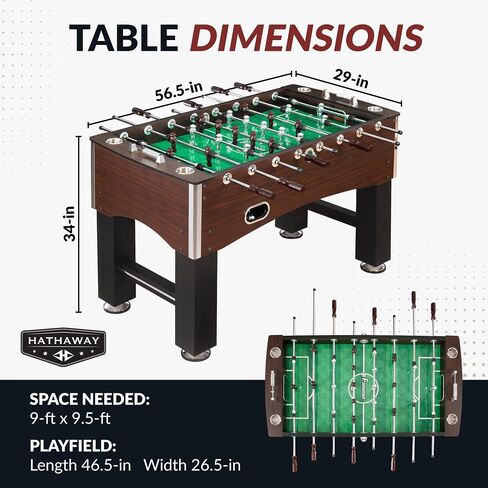 Hathaway Primo 56 in Foosball Table لغرفة الألعاب العائلية-مع اللاعبين المتوازنين ، ومحامل الدوران E-Z ، ووحدات تسجيل تمثيلية ، ومقابض سهلة المقاومة ومستويات الساق القابلة للتعديل-الانتهاء من الحبوب الخشبية in Saudi Arabia
