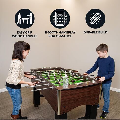 Hathaway Primo 56 in Foosball Table لغرفة الألعاب العائلية-مع اللاعبين المتوازنين ، ومحامل الدوران E-Z ، ووحدات تسجيل تمثيلية ، ومقابض سهلة المقاومة ومستويات الساق القابلة للتعديل-الانتهاء من الحبوب الخشبية in Saudi Arabia
