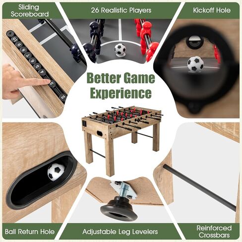 Giantex 54" Foosball Table Adult Size, Full Size Arcade Soccer Table Game w/2 Balls & 2 Cup Holders, Football Table for Kids & Adults, Competition Sized Foosball Table for Game Room, Family, Party in Saudi Arabia