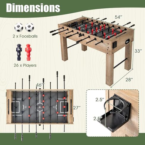 Giantex 54" Foosball Table Adult Size, Full Size Arcade Soccer Table Game w/2 Balls & 2 Cup Holders, Football Table for Kids & Adults, Competition Sized Foosball Table for Game Room, Family, Party in Saudi Arabia