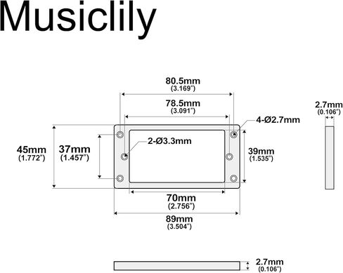 MusicLily Basic Steel Flat Flat Flat Bottom Humbucker Pickup Rings Trings for PRS/EPI Style Electric Guitar ، Chrome (مجموعة من 2) in Kuwait