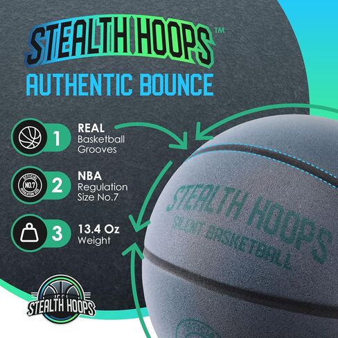 Silent Basketball Size 7 (29.5") – Grooved Airless Indoor Basketball for Quiet Dribbling and Indoor Training, Premium PU Foam – Real Feel, Higher Bounce, Quieter – Gift Box Included in Saudi Arabia