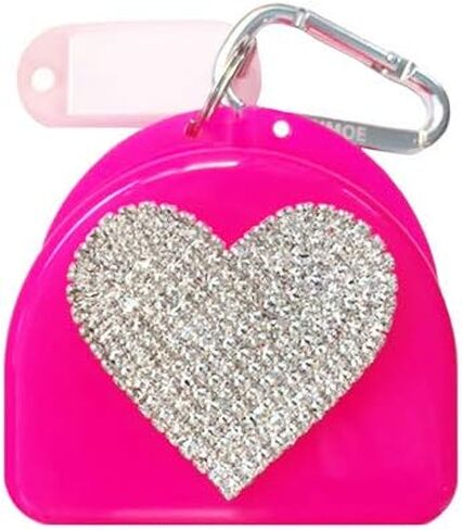 Heart Bling Mouthguard و Retainer Case-تخزين أنيق ودائم للتجنيب وحراس الليل وفنط الأسنان-تصميم مضغوط وصديق للسفر مع لهجة القلب المتلألئة in Saudi Arabia