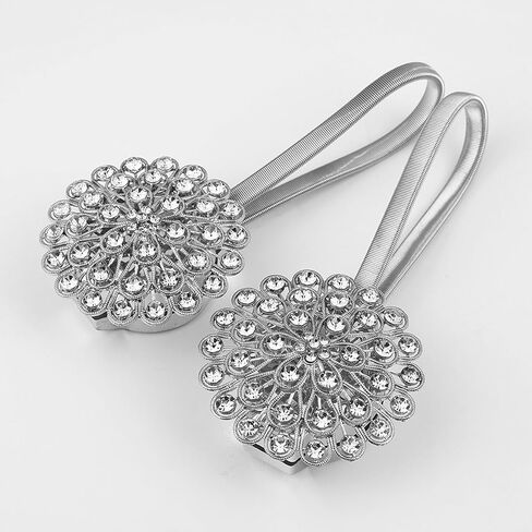 Magnetic Curtain Tiebacks ，tie Backs for Curtains 2 Pack Crystal Flower Curtain Clips for Home Office Decoration Holdbacks (Gold Diamond Flower) in Saudi Arabia