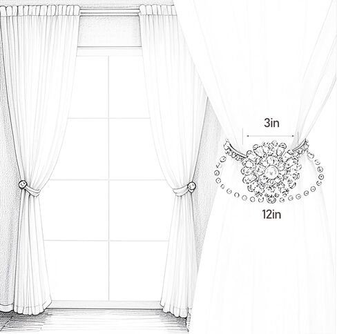 Magnetic Curtain Tiebacks ，tie Backs for Curtains 2 Pack Crystal Flower Curtain Clips for Home Office Decoration Holdbacks (Gold Diamond Flower) in Saudi Arabia