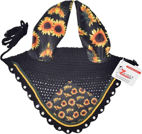 Sunflower Print Saddle Pad Set + Matching Ear Bonnet – Equestrian Riding Gear – Horse Show Accessories Dressage, Hunter/Jumper in Saudi Arabia