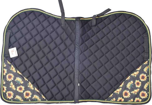 Sunflower Print Saddle Pad Set + Matching Ear Bonnet – Equestrian Riding Gear – Horse Show Accessories Dressage, Hunter/Jumper in Saudi Arabia