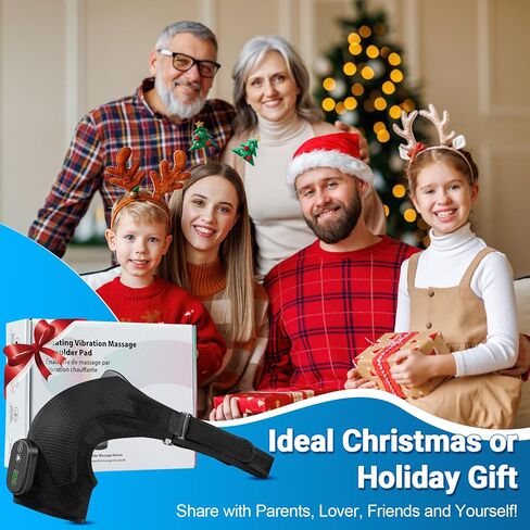 مدس وسادة تسخين الكتف لتخفيف الألم - دعامة كتف محمولة محمولة ولفها مع الاهتزاز ، 6 أوضاع حرارة وموتور - هدية أكثر دفئًا للأمي وأبي in Kuwait