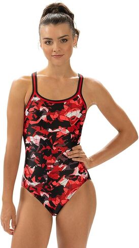 Dolfin Women's Xtrasleek Sonar Print DBX Back One One One Swimsuit Sonar Red White in Kuwait