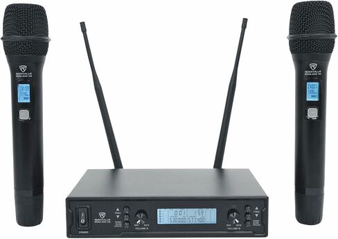 Rockville RWM-200 H2 Dual Handheld UHF Microphone System, 200 Channels, On-Mic 3-Band EQ & Echo, up to 500ft Range, XLR Outputs, Cardioid Mics, Full Metal Build, Ideal for Events, DJ, Karaoke in Saudi Arabia