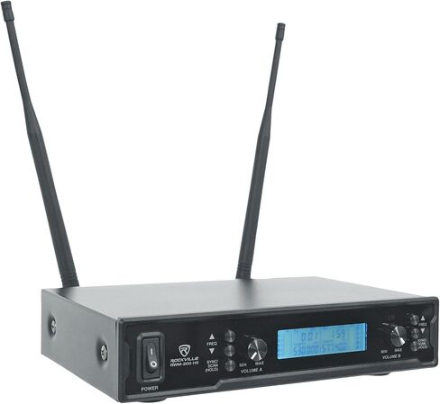 Rockville RWM-200 H2 Dual Handheld UHF Microphone System, 200 Channels, On-Mic 3-Band EQ & Echo, up to 500ft Range, XLR Outputs, Cardioid Mics, Full Metal Build, Ideal for Events, DJ, Karaoke in Kuwait