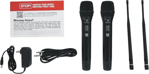 Rockville RWM-200 H2 Dual Handheld UHF Microphone System, 200 Channels, On-Mic 3-Band EQ & Echo, up to 500ft Range, XLR Outputs, Cardioid Mics, Full Metal Build, Ideal for Events, DJ, Karaoke in Kuwait