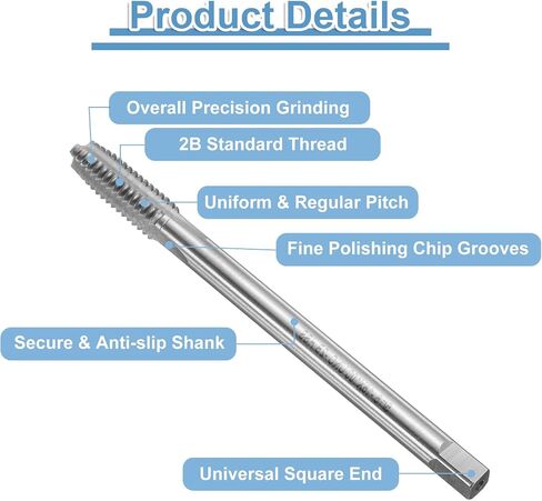 uxcell 2pcs Straight Flute Screw Taps 3/8-16 UNC 2B Thread 5" Extra Long HSS6542 Machine Threading Milling Tap Tapping Tools in Saudi Arabia