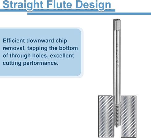 uxcell 2pcs Straight Flute Screw Taps 3/8-16 UNC 2B Thread 5" Extra Long HSS6542 Machine Threading Milling Tap Tapping Tools in Saudi Arabia
