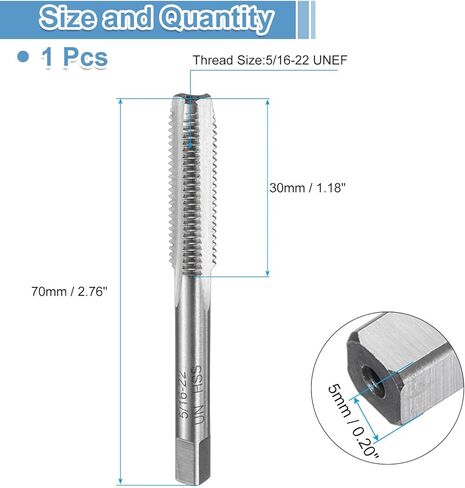 uxcell Hand Bottom Tap 3/8-24 UNF 2B Thread Bottoming Style Threading Taps High Speed Steel HSS6542 Straight Flutes Screw Tapping Tool in Saudi Arabia