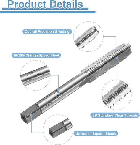 uxcell Hand Bottom Tap 3/8-24 UNF 2B Thread Bottoming Style Threading Taps High Speed Steel HSS6542 Straight Flutes Screw Tapping Tool in Saudi Arabia