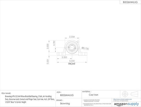 Browning VPS-212 AH BLACK BLOCK BLOCK BALLING ، 2 BORT ، واجب معالجة الهواء ، قفل Setscrew ، ختم الاتصال وختم Flinger ، الحديد الزهر ، بوصة ، 3/4 "، قاعدة 1-5/16" إلى المركز الطول in Kuwait