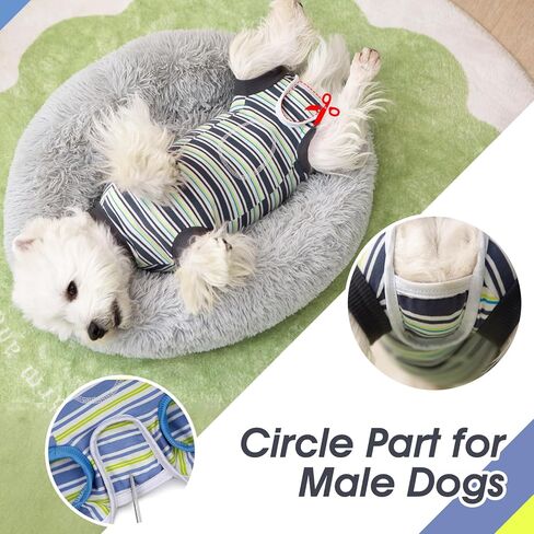 Dog Surgery Recovery Suits, Dog Recovery Suit for Male/Female, E-Collar & Cone Alternative Surgical Suit for Small and Medium Dogs After Surgery, Striped Dog Onesie Pajamas in Kuwait