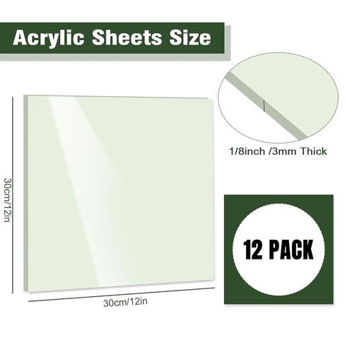 12 ورقة Sage Sage Green Acrylic Sheets 1/8 سميكة 12 × 12 بوصة شباك زجاجية ملقاة من ألواح البلاستيك الخضراء الملونة للألوان DIY شارات قطع الليزر in Saudi Arabia