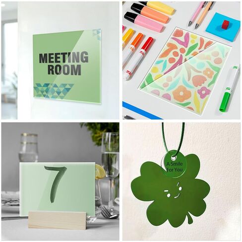 12 ورقة Sage Sage Green Acrylic Sheets 1/8 سميكة 12 × 12 بوصة شباك زجاجية ملقاة من ألواح البلاستيك الخضراء الملونة للألوان DIY شارات قطع الليزر in Saudi Arabia