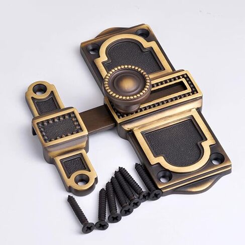Portable Door Lock, Door Latch Barrel Bolt，Heavy Duty Thicken Anti-Theft Sliding Lock Gate Buckle，Antique Brass Door Window Security Latch(Golden) in Saudi Arabia