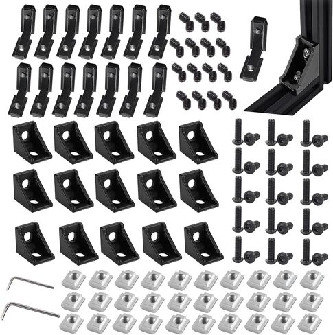 20pcs أسود 2020 أجهزة بثق الألومنيوم ، موصلات البثق من الألومنيوم على شكل L-lock in Kuwait