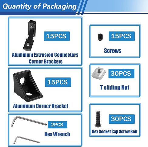 20pcs أسود 2020 أجهزة بثق الألومنيوم ، موصلات البثق من الألومنيوم على شكل L-lock in Kuwait