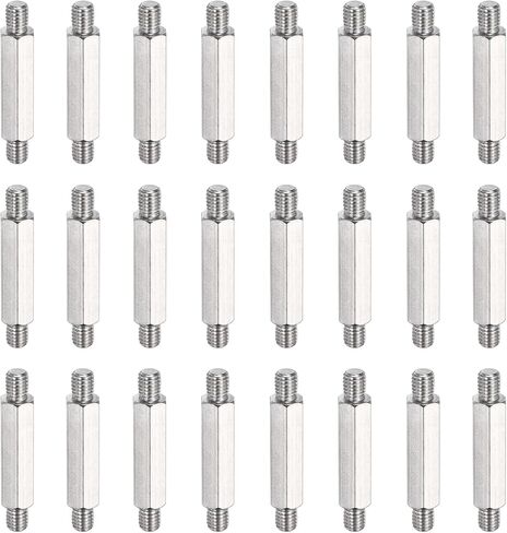 MECCANIXITY 24 Pcs Stainless Steel Double Ended Stud Nut, M5x37mm Male to Male Double End Threaded Stud for Hex Head Double End Studs Rods Right Left Hand Thread Screws in Saudi Arabia