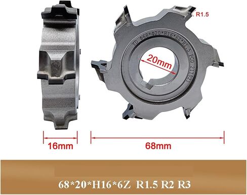 2PCS Material 68 * 20*H16*6Z-R1.5/2/3 PCD Fine Trimming Cutters for Edge Banding Machine(68X20XH16X6Z R3) in Saudi Arabia