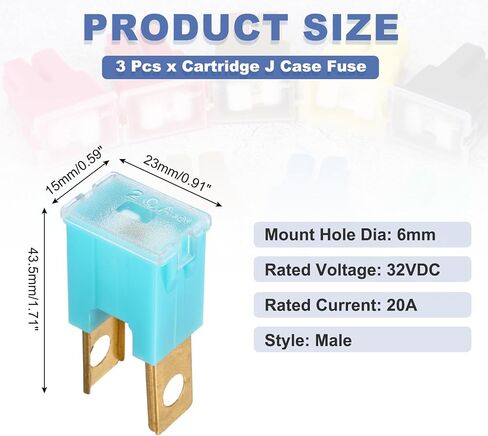 Meccanixity 3pcs خرطوشة Fuse ، 32vdc 120a الذكور الطرفية للسيارات تشكيلة J Case Fuse للسيارة ، شاحنة ، RV ، القوارب ، القهوة in Kuwait