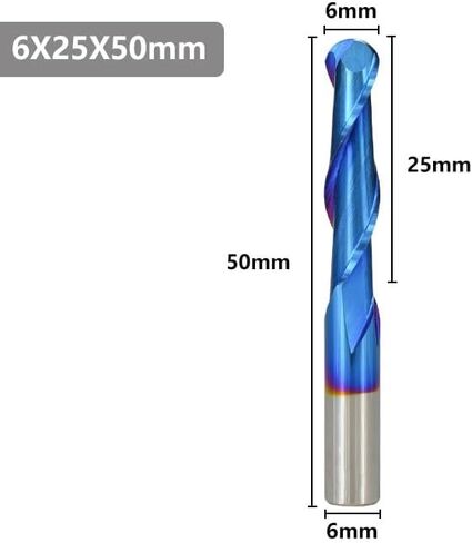 4/6mm Shank Ball Nose End Mill 2 Flute CNC Router Bit Nano Blue Coated Carbide Milling Cutter(4x25x45) in Saudi Arabia