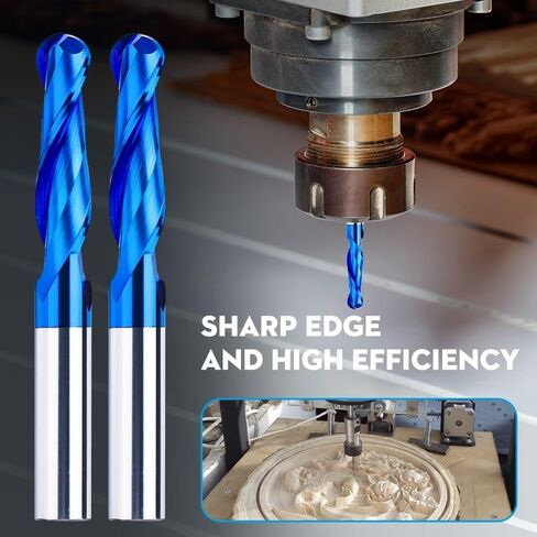 4/6mm Shank Ball Nose End Mill 2 Flute CNC Router Bit Nano Blue Coated Carbide Milling Cutter(4x25x45) in Saudi Arabia