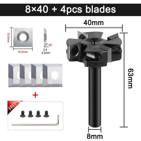 8/12/12.7mm Shank 4-Flutes Wood Planer Bit CNC Spoilboard Surfacing Router Bit Slab Flattening Milling Cutter Woodworking Tools(12X12mm Blades) in Saudi Arabia