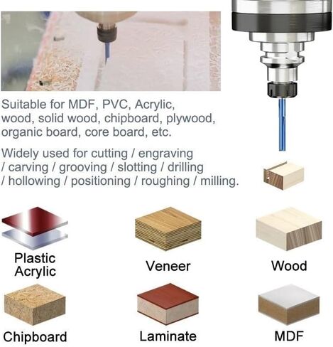 1pcs 3.175 شانك قاطع الطحن المستقيم 2 طاحونة كاربريد الفلوت للخشب MDF أداة التوجيه CNC BET (3.175x2.0x8mm) in Saudi Arabia