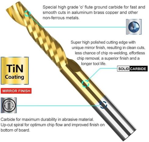 3.175 4 5 6 8mm Shank End Mill Single Flute Milling Cutter Carbide CNC Plud Tower Tools (3.175x3.175x8mm) in Saudi Arabia