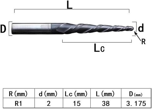 4mm 6mm 8mm Shank Tungsten Solid Carbide End Mill Ball Nose Tapered End Mills Router Bits CNC Taper Wood Metal Milling Cutter(R0.75X15X3.175DX38L) in Saudi Arabia