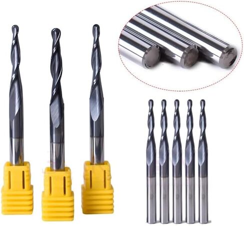 4mm 6mm 8mm Shank Tungsten Solid Carbide End Mill Ball Nose Tapered End Mills Router Bits CNC Taper Wood Metal Milling Cutter(R0.75X15X3.175DX38L) in Saudi Arabia