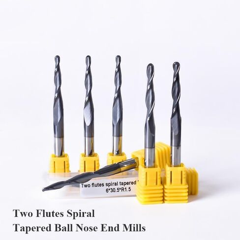 4mm 6mm 8mm Shank Tungsten Solid Carbide End Mill Ball Nose Tapered End Mills Router Bits CNC Taper Wood Metal Milling Cutter(R0.75X15X3.175DX38L) in Saudi Arabia
