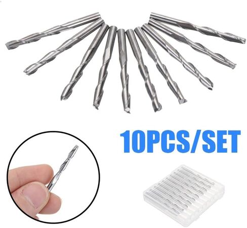 10pcs 3.175mm Shank CNC Router Bits Woodworking Milling Cutter Two Flute Spiral Router Carbide End Mill Cutter Tools in Saudi Arabia