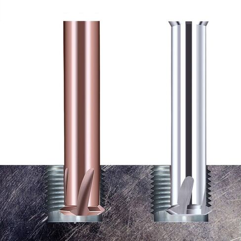 M3/M4/M5/M6 Tungsten Carbide Single Tooth Spiral Milling Cutter 3 Flutes 4 Blades CNC Tool Aluminium Thread Mills Router Bits(M16xP2xD12x75mm,TICN-HRC55) in Kuwait